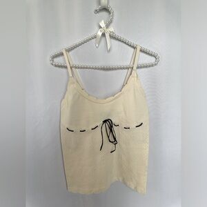 Forever 21 Women’s Cream White Camisole with Brown Ribbon Detail